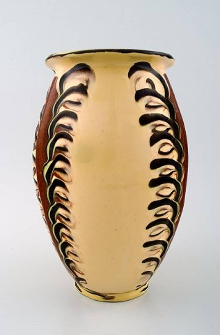 Art Deco Kähler, Denmark, Glazed Stoneware Vase, 1930s For Sale