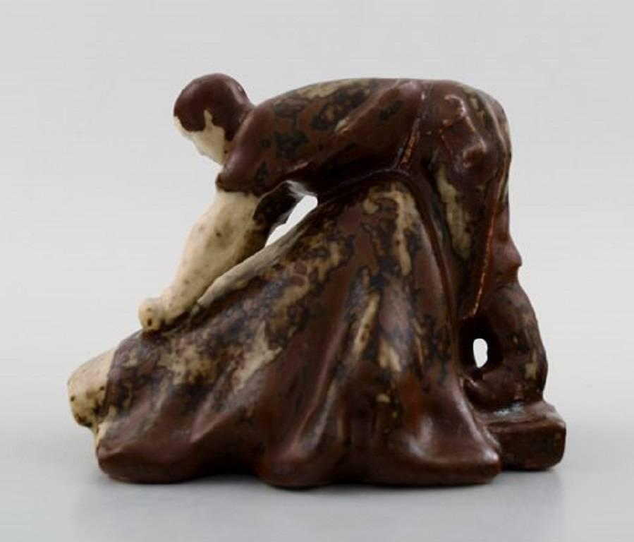 Scandinavian Modern Saxbo, 'Tanner', Figure Stoneware, Created by Hugo Liisberg (1896-1958), 1949 For Sale