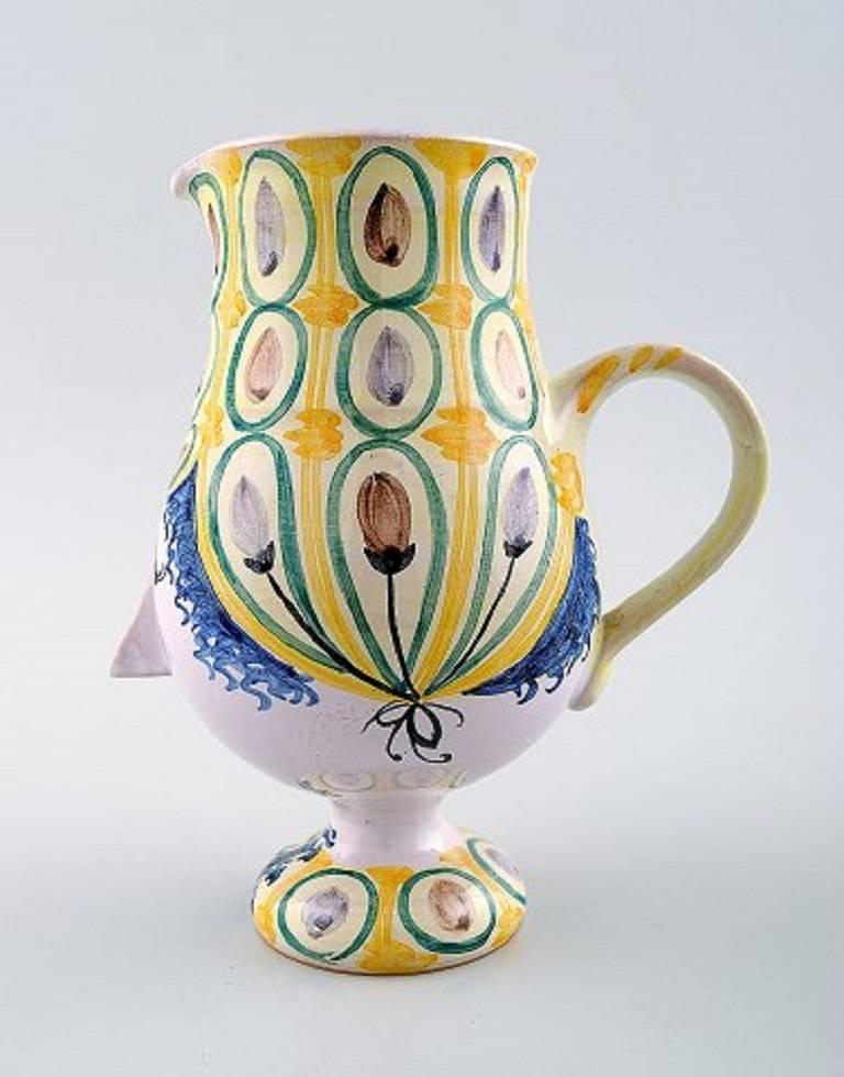 Danish Bjorn Wiinblad Unique Vase or Pitcher in Multicolored Ceramic