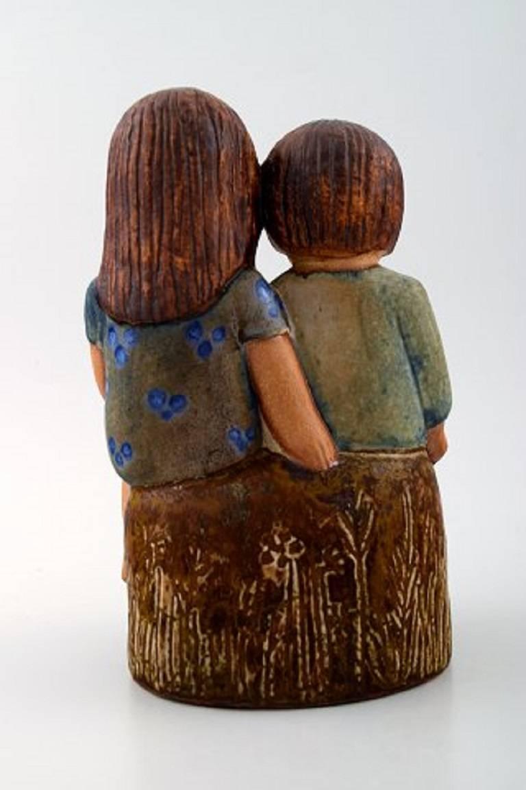 Suédois Figure rare, Lisa Larson, « Siblings », poterie émaillée, Gustavsberg, Suède en vente