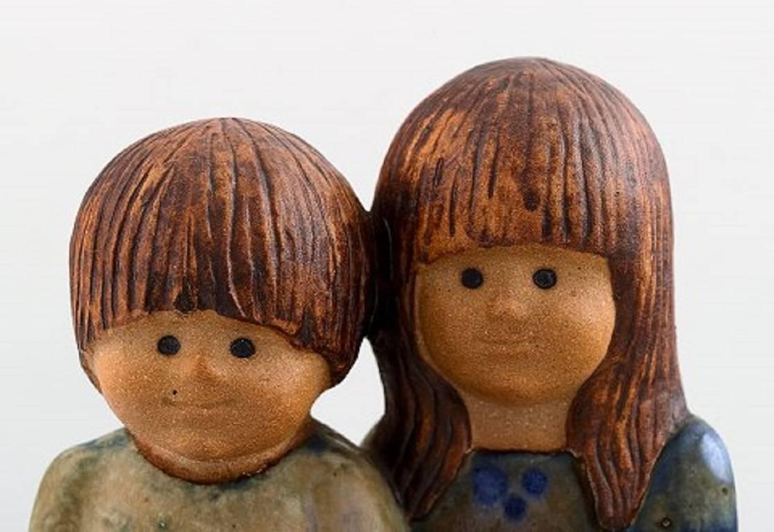 Figure rare, Lisa Larson, « Siblings », poterie émaillée, Gustavsberg, Suède Excellent état - En vente à Copenhagen, DK