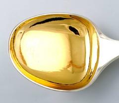 Hans Hansen Spoon in Sterling Silver, Gold-Plated, Denmark, Mid-20th Century