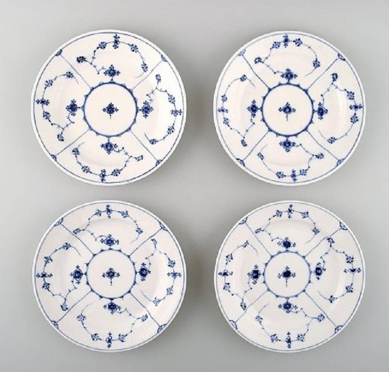 Danish Rare and Antique Royal Copenhagen Blue Fluted, Eight Plates