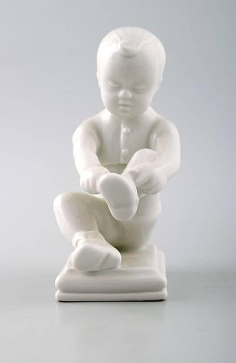 20th Century Edit Bjurström for Rörstrand, Sweden, Four Boy Figures, Blanc De Chine For Sale