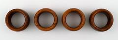 Kay Bojesen Four Napkin Rings in Teak, Danish Design 1950s