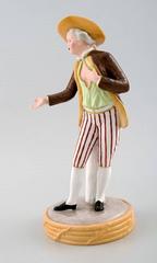 Royal Copenhagen Overglaze Figurine of Gentleman in Striped Pants, circa 1860