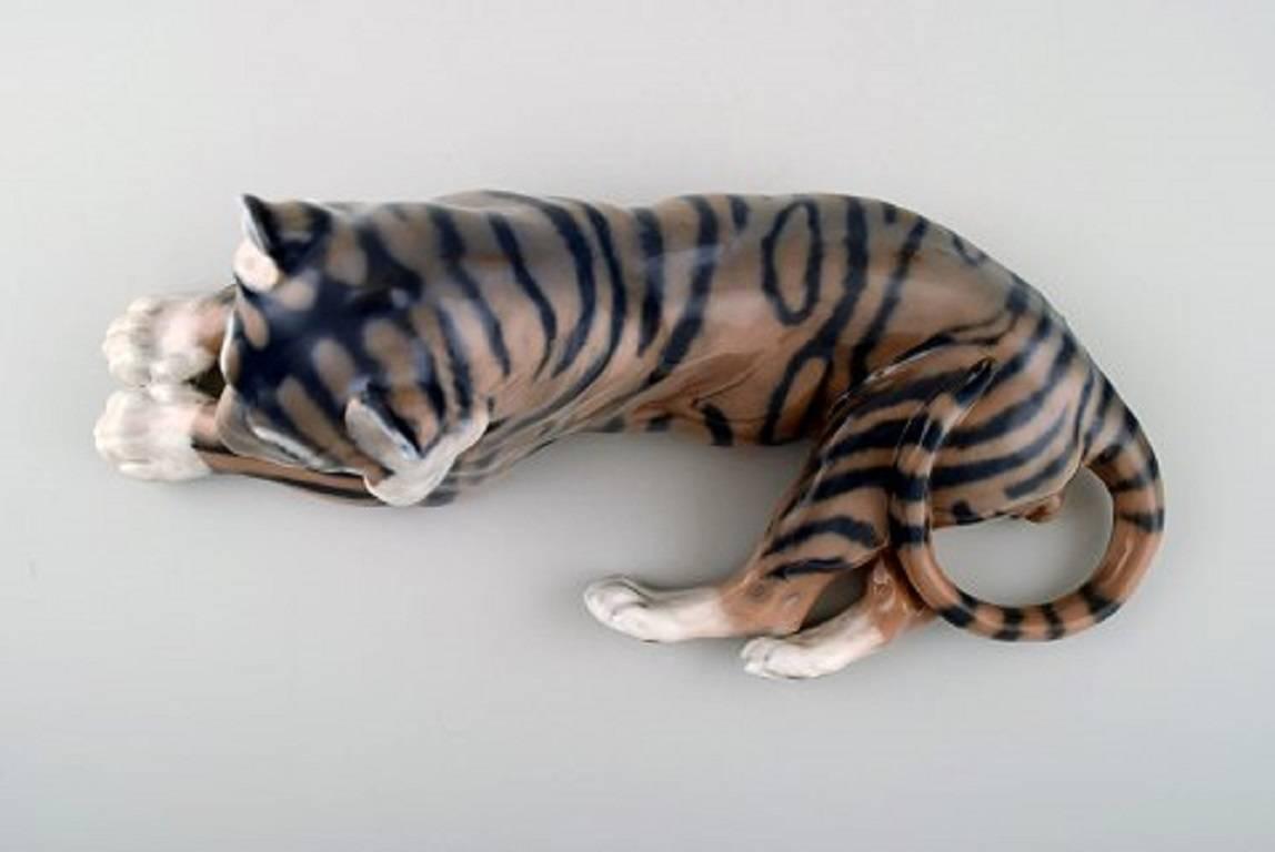 Art Deco Royal Copenhagen Porcelain Figurine in the Form of a Tiger, No. 714