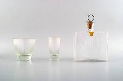 Gullaskruf Vodka or Schnapps Set in Art Glass, Sweden, circa 1970