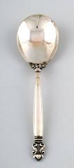 Georg Jensen "Acorn" Serving Spoon and Fork in Full Sterling Silver