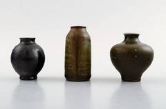 Wallakra Five Miniature Art Pottery Vases, Sweden, 1960s