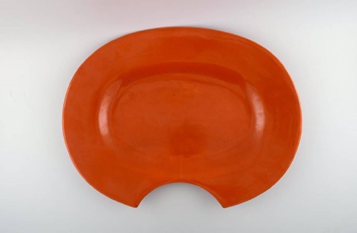 Scandinavian Modern Bjorn Wiinblad 'Figaro' Very Large Shaving-Dish or Wall Plaque in Orange For Sale