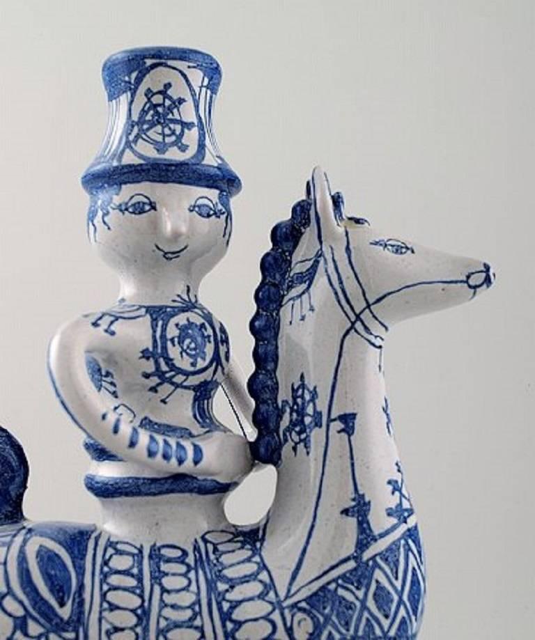 Bjorn Wiinblad Figurine from the Blue House, Figure/Candlestick Rider on Horse In Excellent Condition In Copenhagen, DK