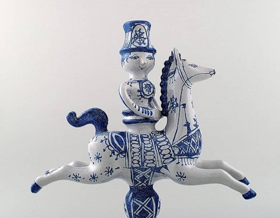 Danish Bjorn Wiinblad Figurine from the Blue House, Figure/Candlestick Rider on Horse