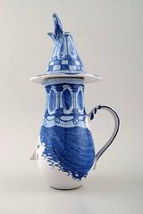 Wiinblad Pitcher with Hat, Hand-Painted, Blue / White, Bjorn Wiinblads Workshop