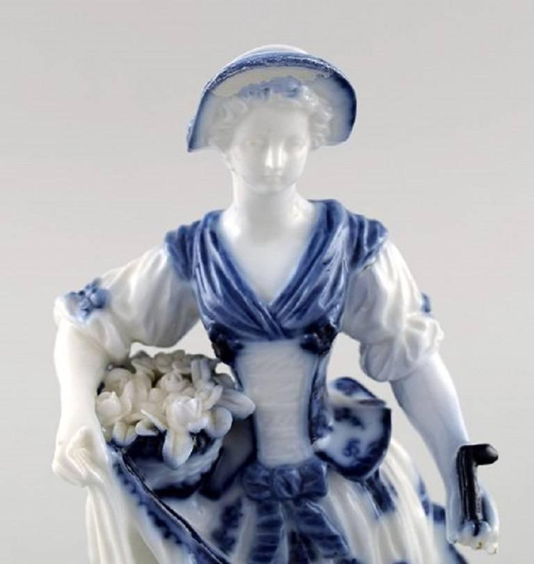 Rococo Two Antique Porcelain Figurines, Meissen, 19th Century