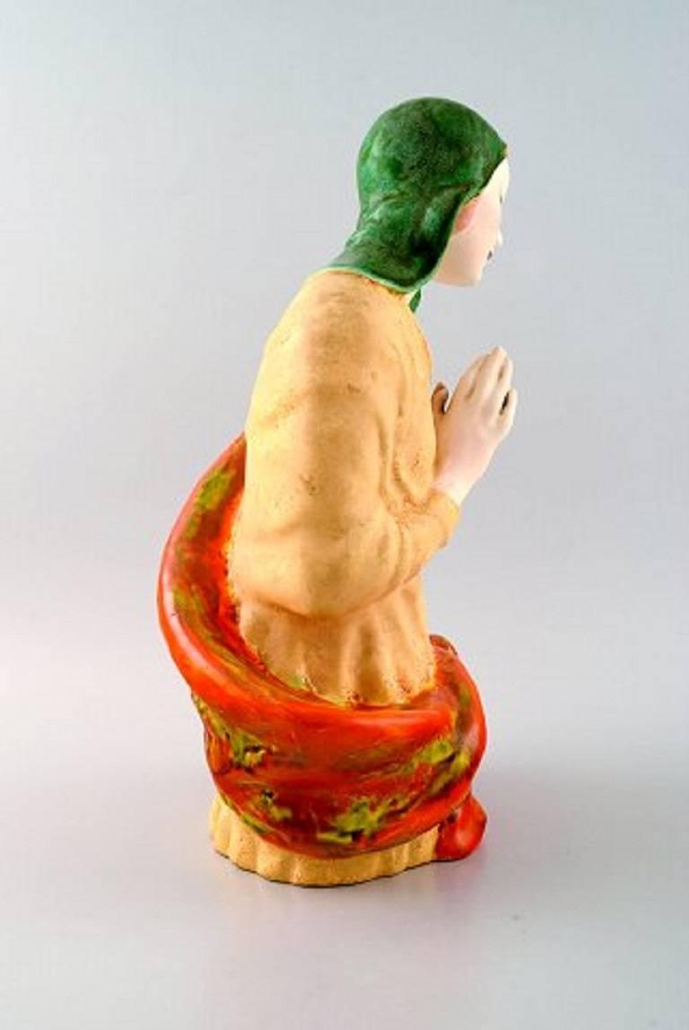 Keramos, Vienna, Praying Woman Porcelain Figure, 1940s In Excellent Condition For Sale In Copenhagen, DK