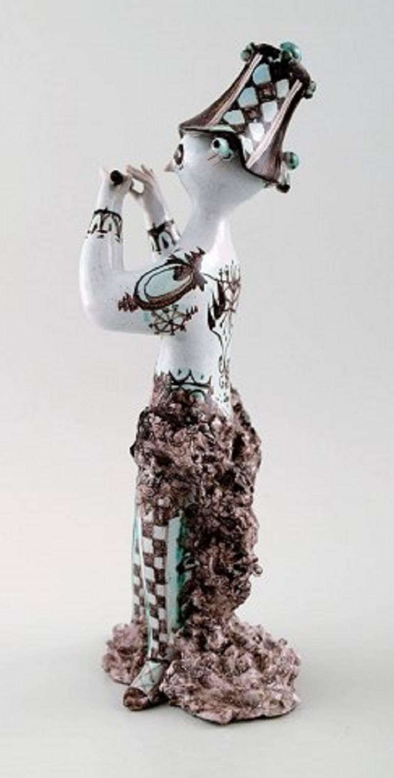 Rare Bjorn Wiinblad, 1918-2006, Unique Figure in Multicolored Ceramics In Excellent Condition In Copenhagen, DK