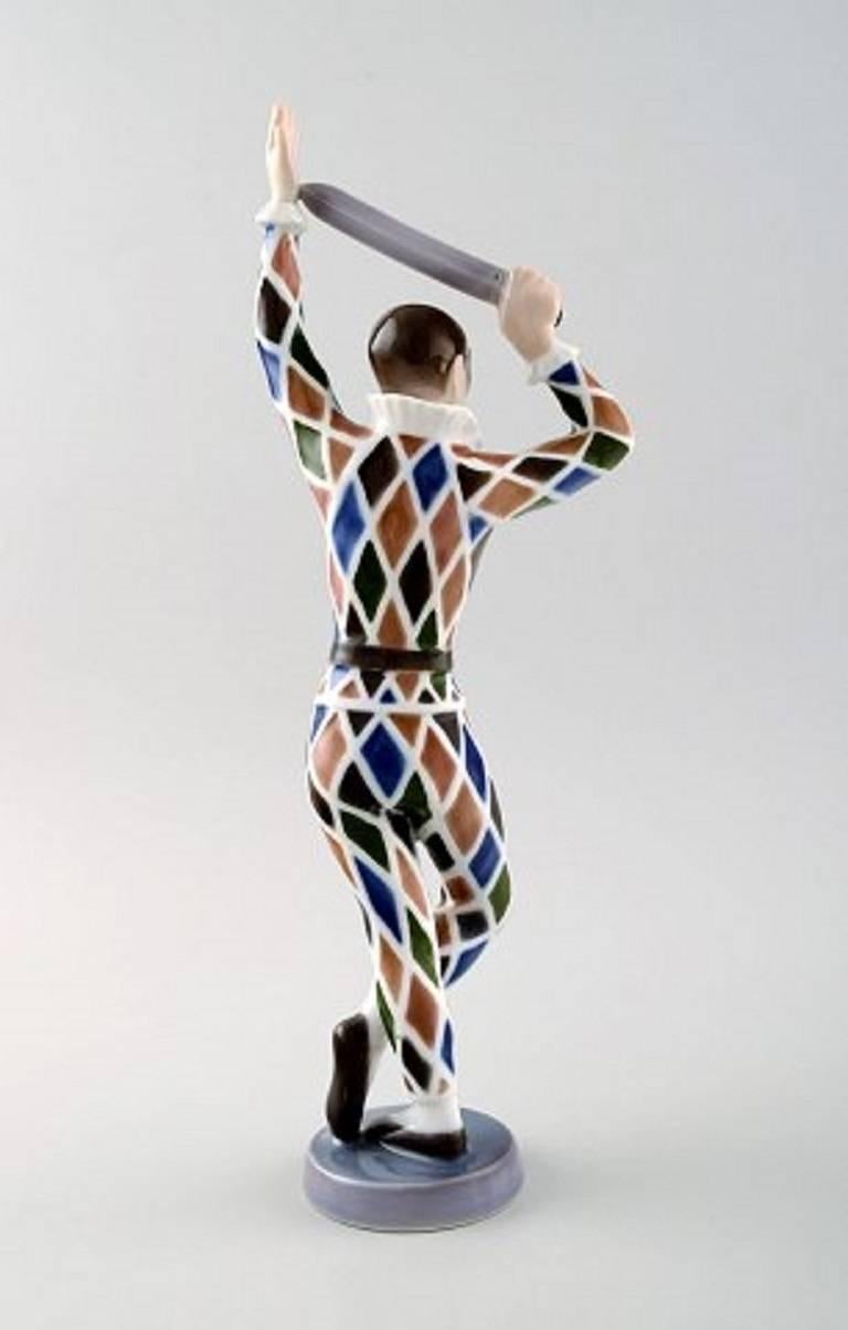 Scandinavian Modern Bing & Grondahl B&G Porcelain Figurine 'Harlequin' No. 2354