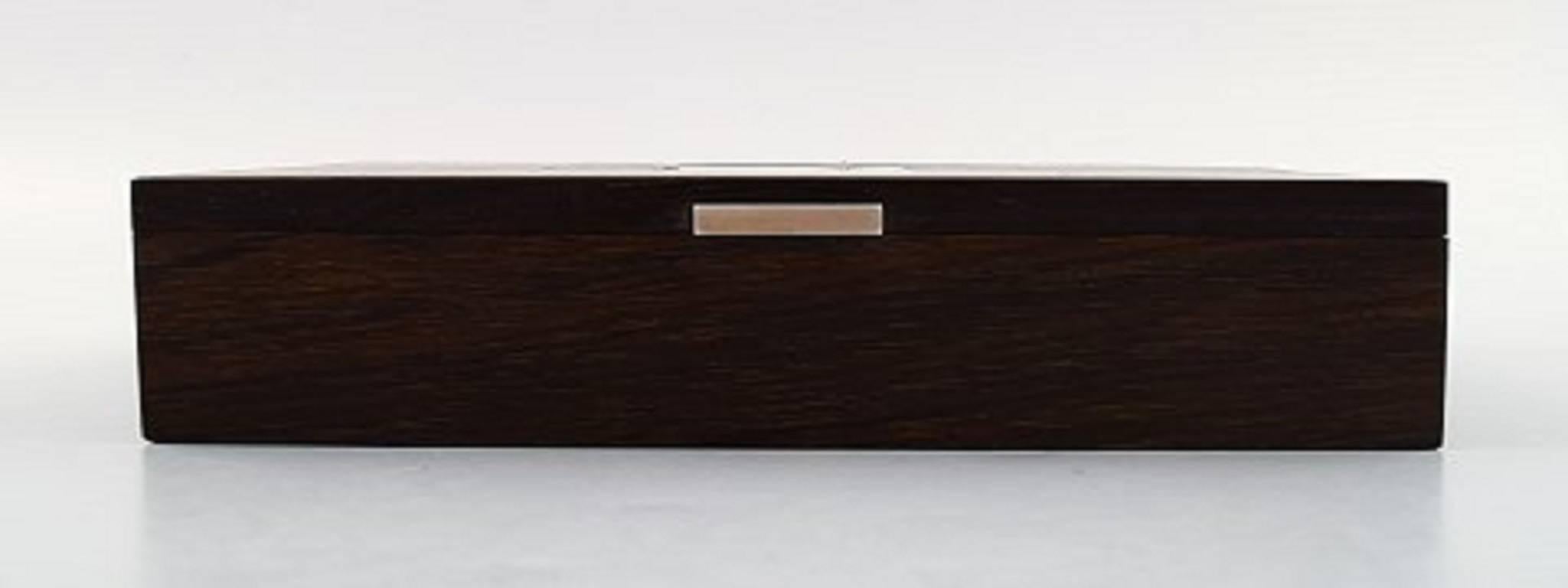Scandinavian Modern Hans Hansen, Casket / Box in Rosewood Inlaid with Silver