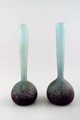 André Delatte für Daum, Nancy Ein Paar Soliflores Kunstglasvasen