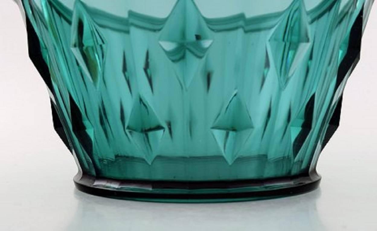 Swedish Simon Gate for Orrefors, Art Deco Art Glass in Green For Sale