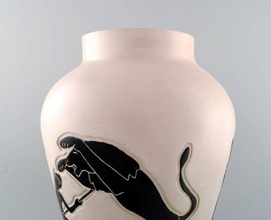 Mid-20th Century Robert Loiseleur for Lezoux, French Ceramist. Large Modernist Floor Vase