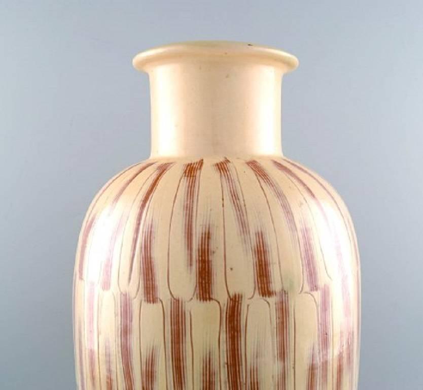 Art Deco Kähler, Denmark, Large Glazed Stoneware Floor Vase in Modern Design
