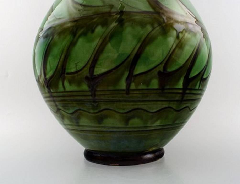 Danish Kähler, Denmark, Large Glazed Stoneware Vase in Modern Design, 1930s-1940s For Sale