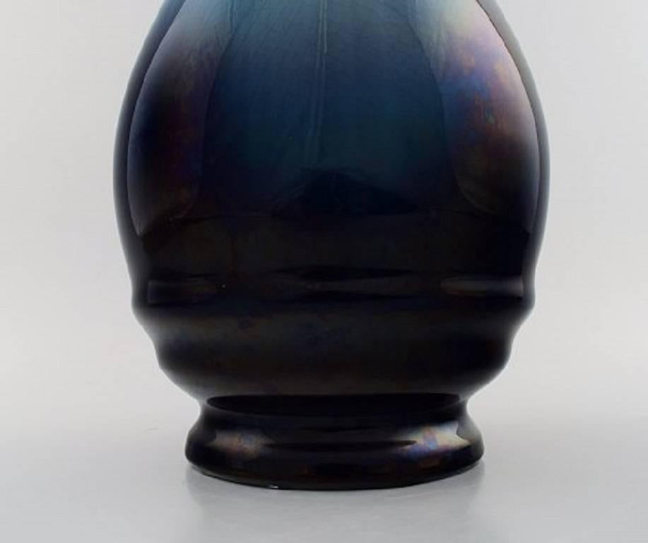 Swedish Rörstrand/Rorstrand Floor Vase in Faience, Glaze in Blue Tones