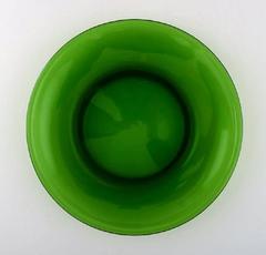Vereco, France, 15 Plates in Green Art Glass, Mid-Century Modern