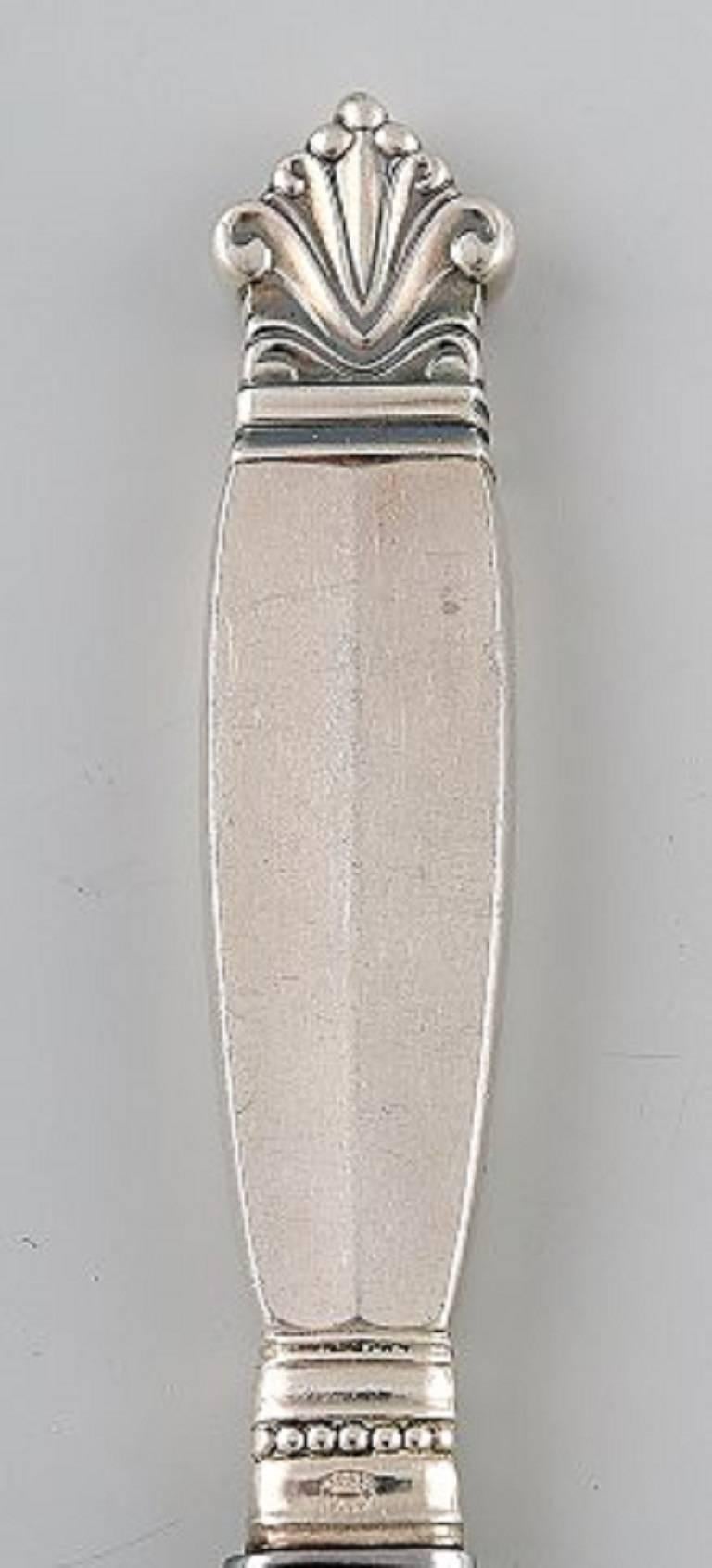 Art Deco 5 Early Georg Jensen Acanthus Sterling Silver, Five Fruit Knives For Sale