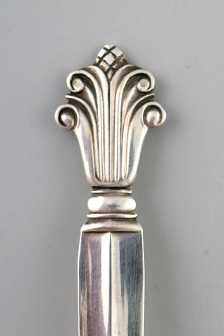 Art Deco Georg Jensen Child Pusher, Silverware, Pattern Acanthus For Sale