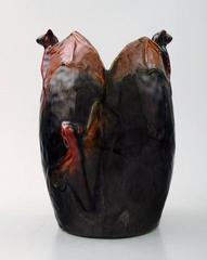 Michael Andersen Ceramics, Vase with Bat, Glaze in Brownish Shades