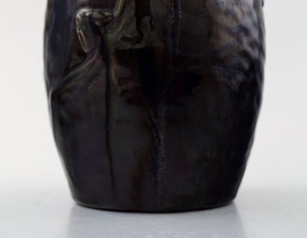 Early 20th Century Michael Andersen Ceramics, Vase with Bat, Glaze in Brownish Shades