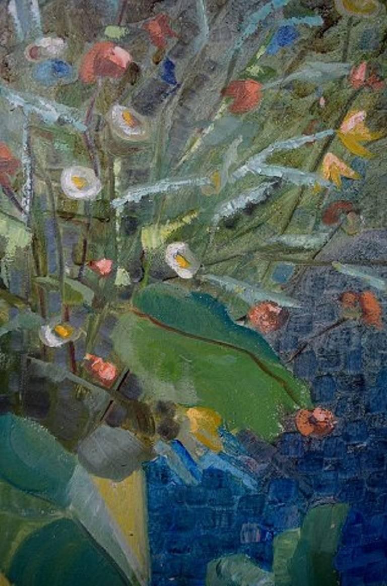 Flower Painter Mid-20th Century, Flower Still Life, Oil on Board 1