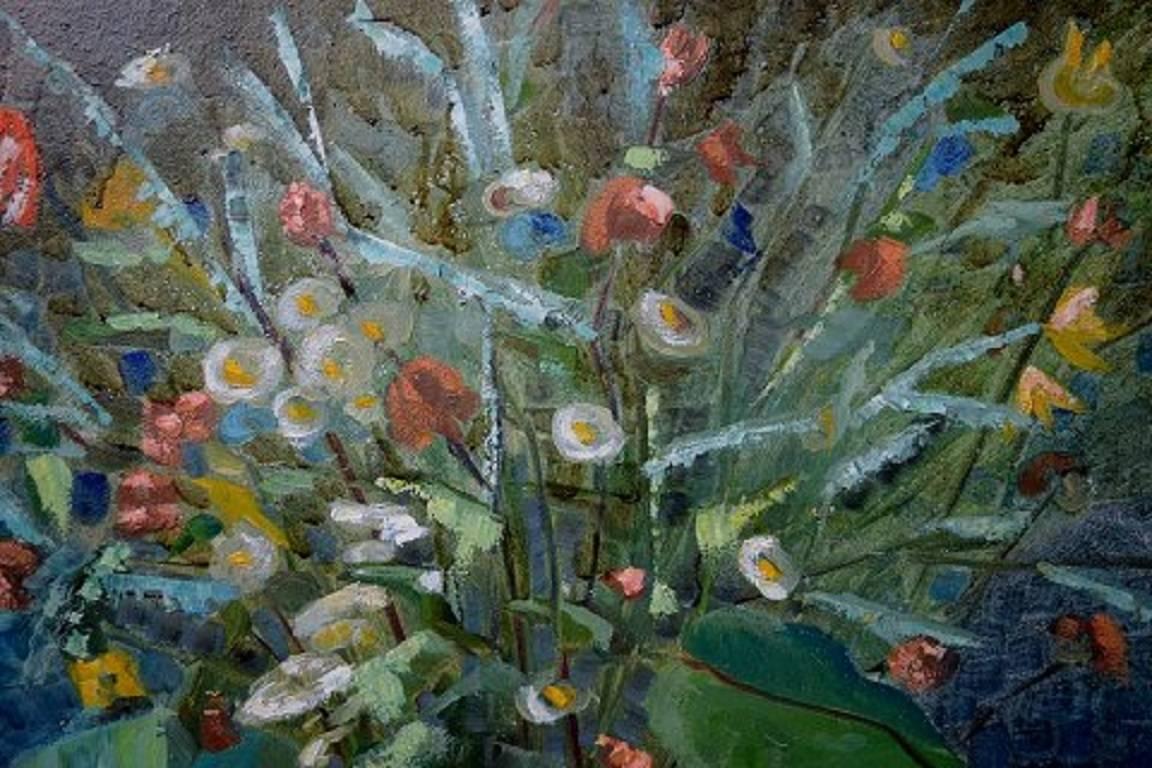 Flower Painter Mid-20th Century, Flower Still Life, Oil on Board 2