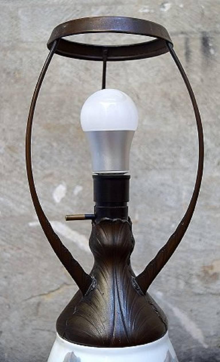 Danish Harald Bing for Bing & Grondahl Unique Art Nouveau Table Lamp For Sale
