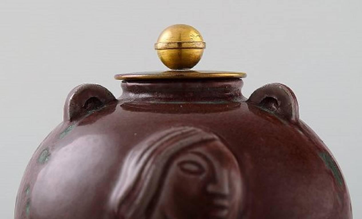 Modern Unique Jais Nielsen, Knud Andersen, a Small Circular Stoneware Jar with Lid