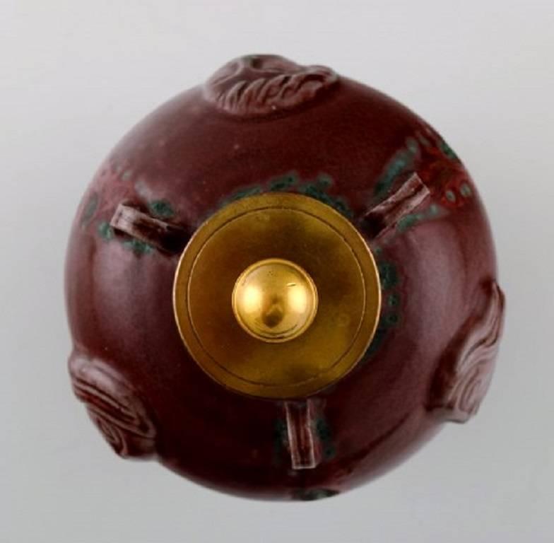 Unique Jais Nielsen, Knud Andersen, a Small Circular Stoneware Jar with Lid In Excellent Condition In Copenhagen, DK