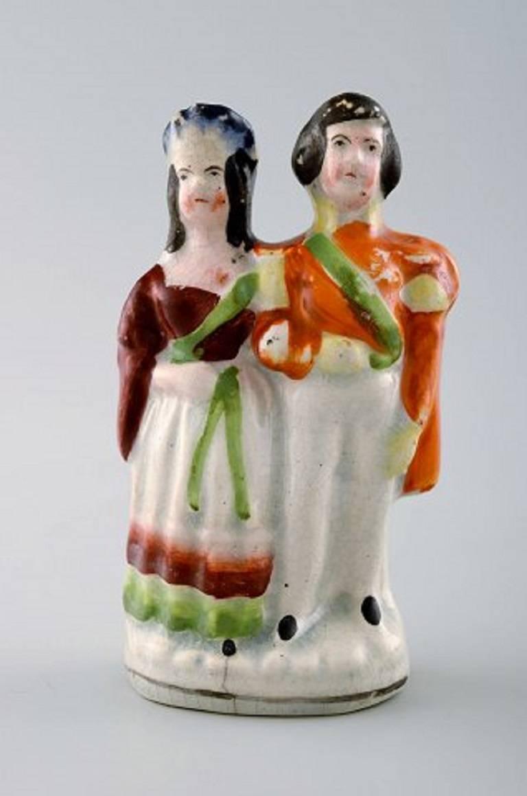 19th century, Staffordshire four faience figures.

Largest measures: 17 cm. X 14 cm.

In very good condition.