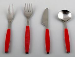 Complete Service for 4 P., Henning Koppel, Strata Cutlery from Stainless Steel