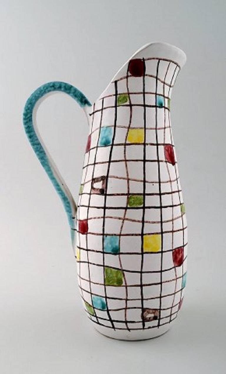 Mid-Century Modern Italian Design, Ceramic Jug with Geometric Pattern, 1950s-1960s
