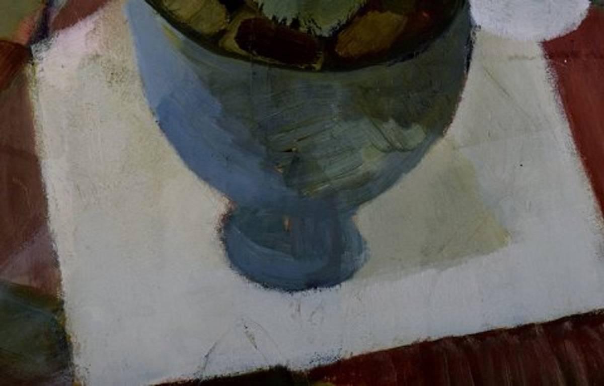 Oil on Board Mid-20th Century, Stillleben with Fruits in Bowl and Jug 1