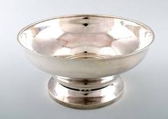 Georg Jensen, Large Beaded Compote. Sterling Silver Bowl with Pierced Edge