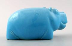 Rare Gustavsberg Hippo, Turquoise Glaze by Stig Lindberg