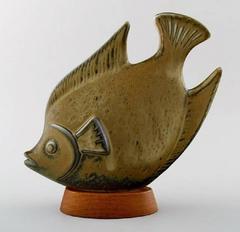 Rörstrand Stoneware Figure by Gunnar Nylund, Fish