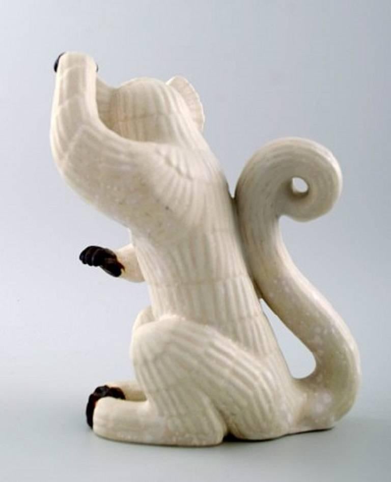 Rörstrand Stoneware Figure by Gunnar Nylund, Monkey In Excellent Condition In København, Copenhagen