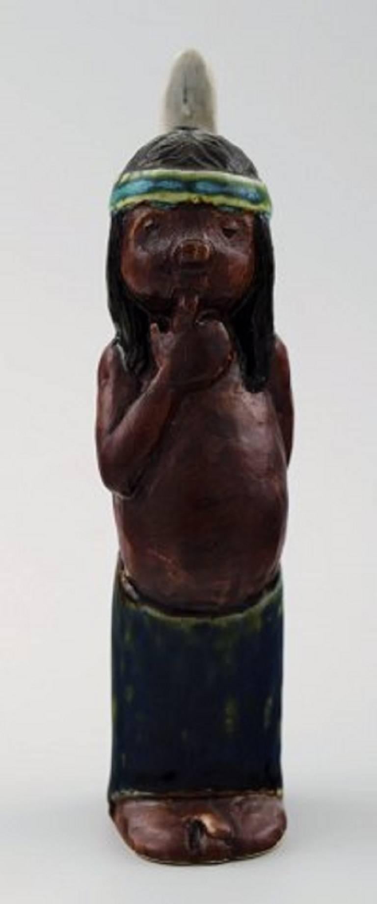 Rolf Palm, Hgans, Drei Indianer, Einzigartige Keramikfiguren (Mitte des 20. Jahrhunderts) im Angebot