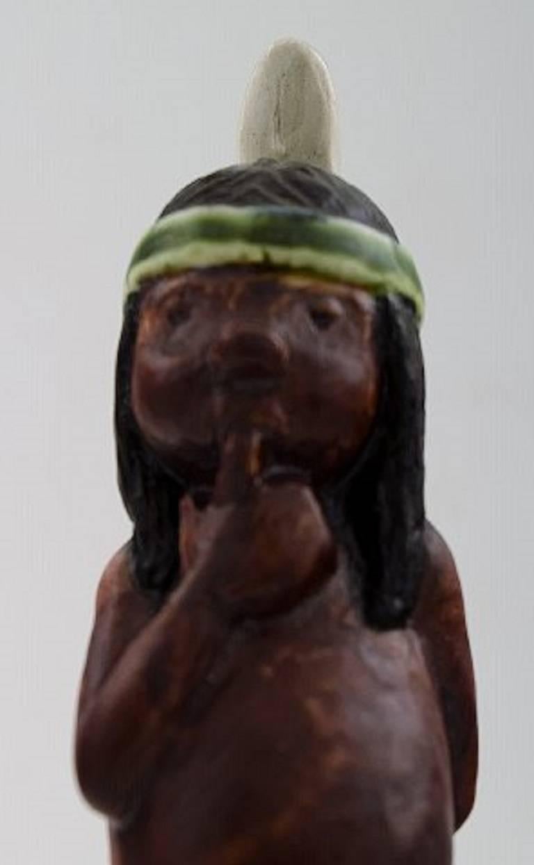 Rolf Palm, Höganäs, Three Indians, Unique Ceramic Figures For Sale 1