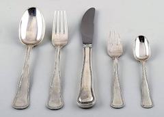 Cohr Old Danish Complete Silver Cutlery with Ten Different Serving Pieces